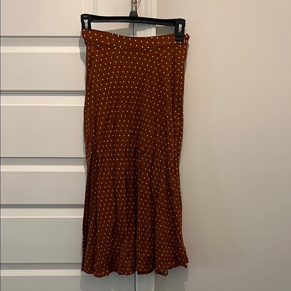 H&M Rust Polka Dot A-Line Skirt